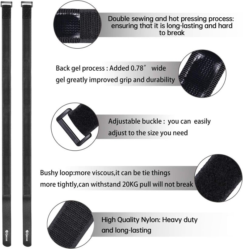 Epessa Bike Rack Strap Bike Wheel Stabilizer Straps  Stonger Grip with Gel  Adjustable Bicycle Straps  Bike Accessories  2 Pack (Black) - Image 2